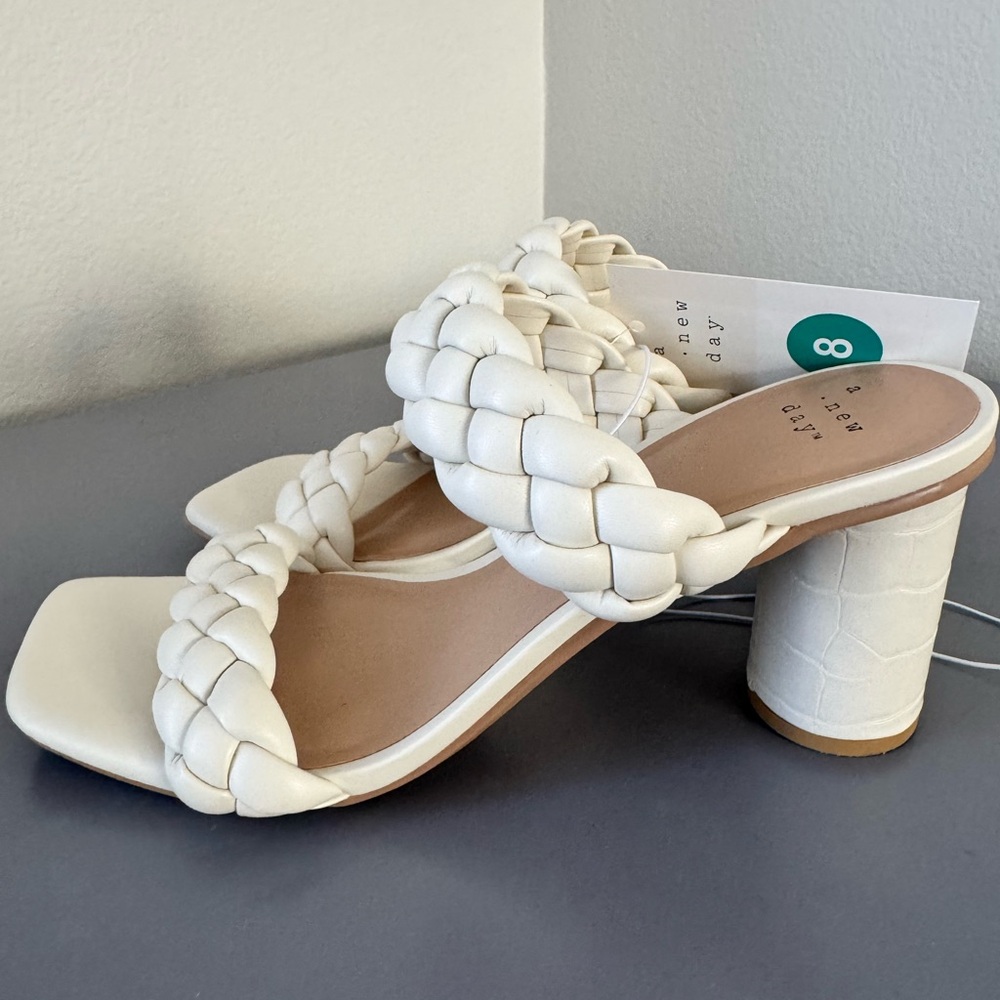 A New Day Women's White Braided Sandals - Picture 2 of 4